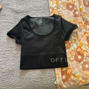 Aerie Black Ribbed Crop Top